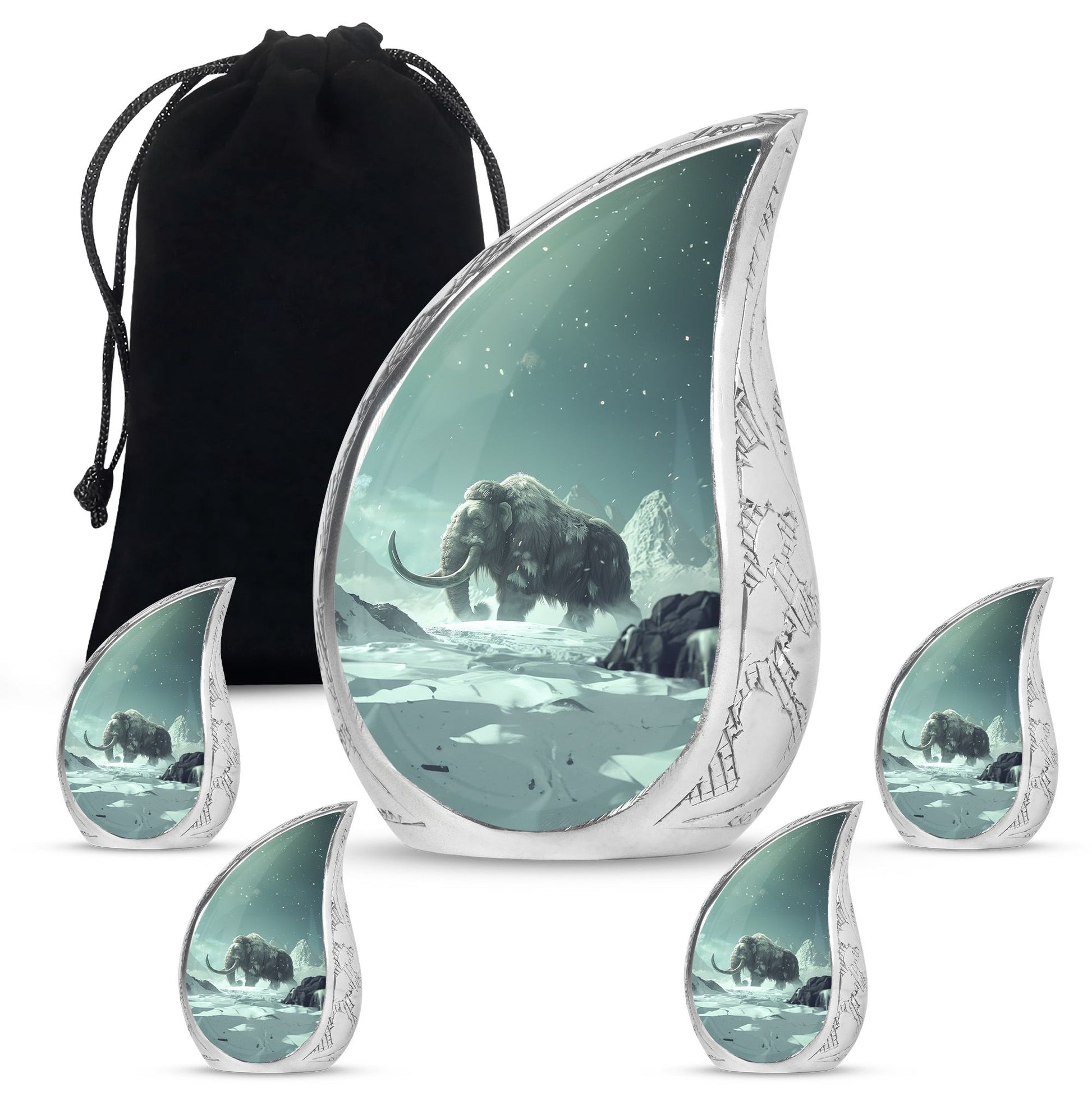 Mamoth Theme Large Urn With 4 Keepsake Urn