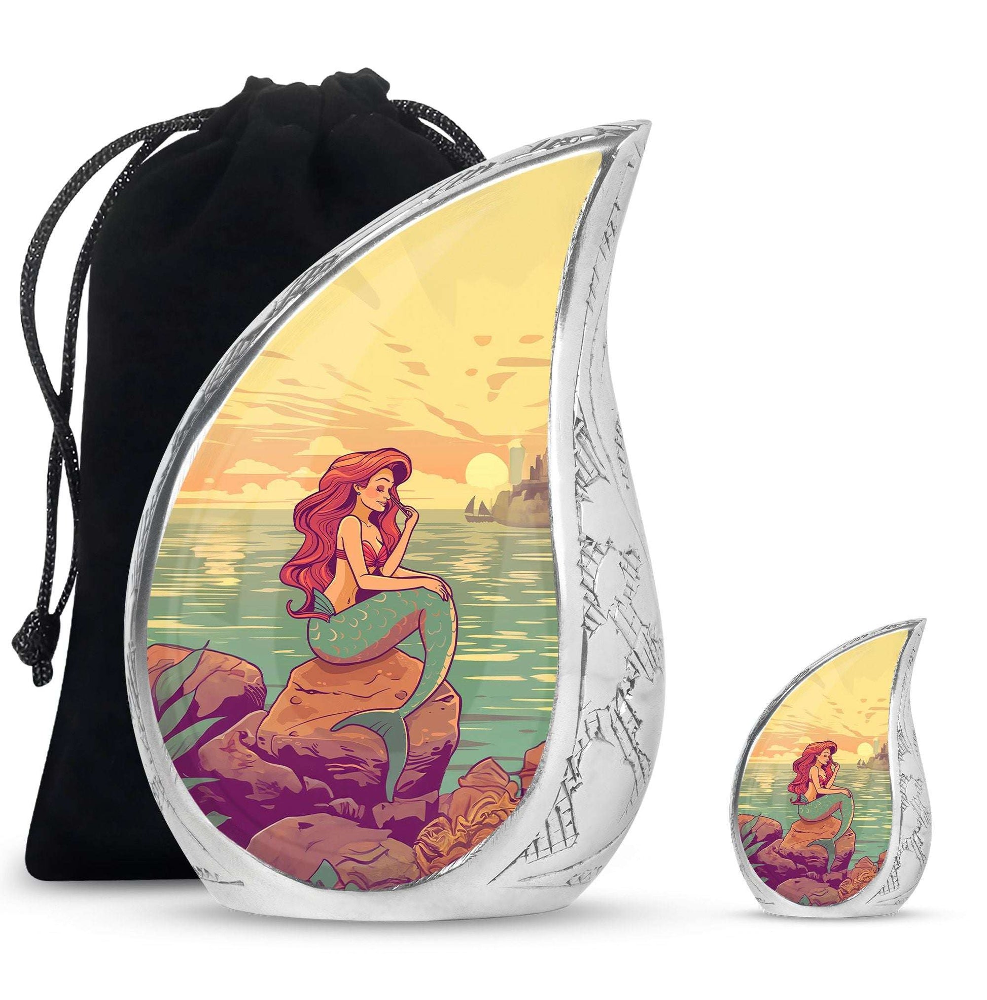Mermaid Theme Large Urn With 1 Keepsake Urn