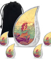 Mermaid Theme Large Urn With 4 Keepsake Urn