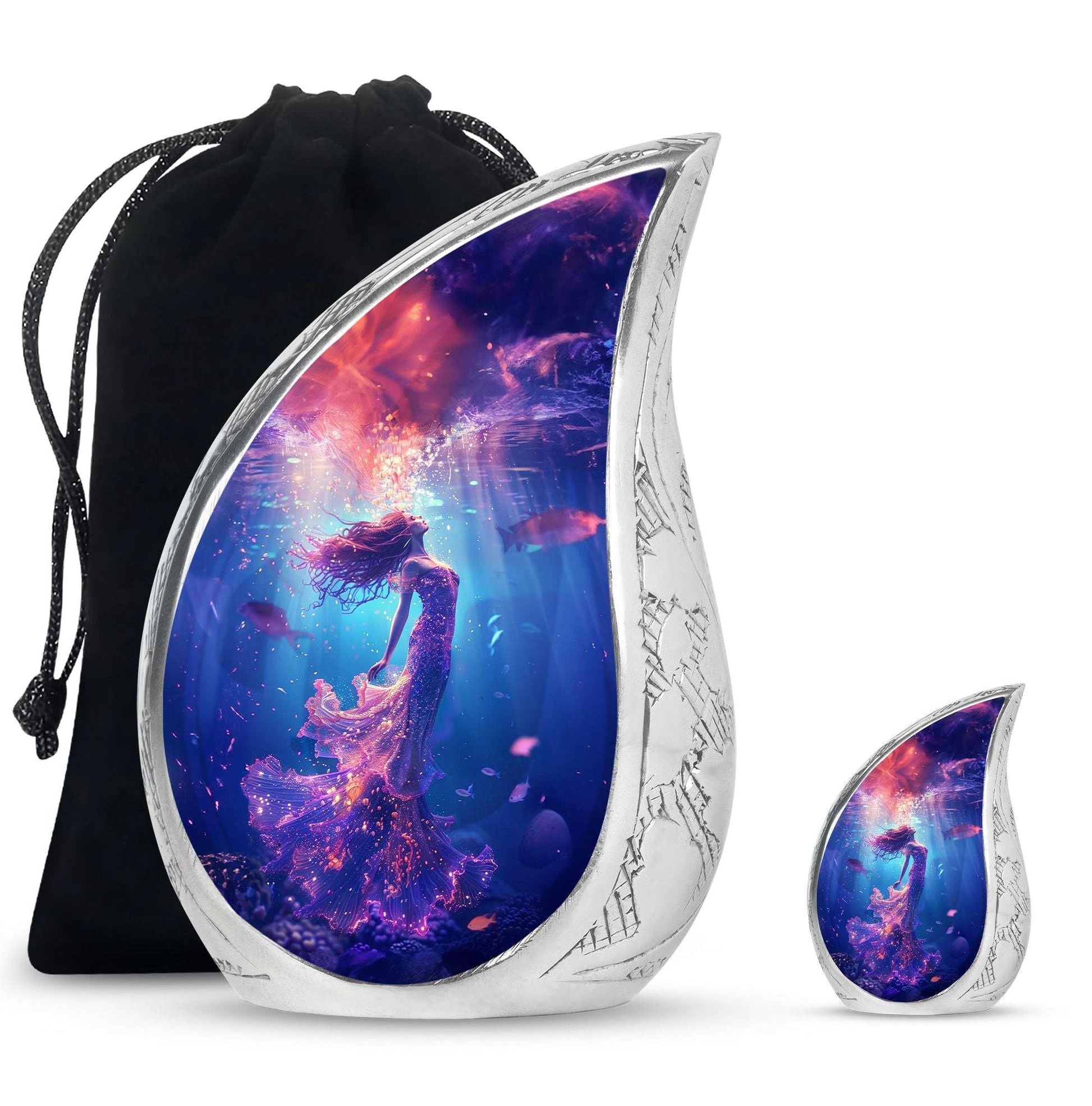 Mermaid Theme Large Urn With 1 Keepsake Urn