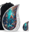 Mermaid Theme Large Urn With 1 Keepsake Urn