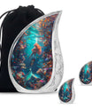 Mermaid Theme Large Urn With 2 Keepsake Urn