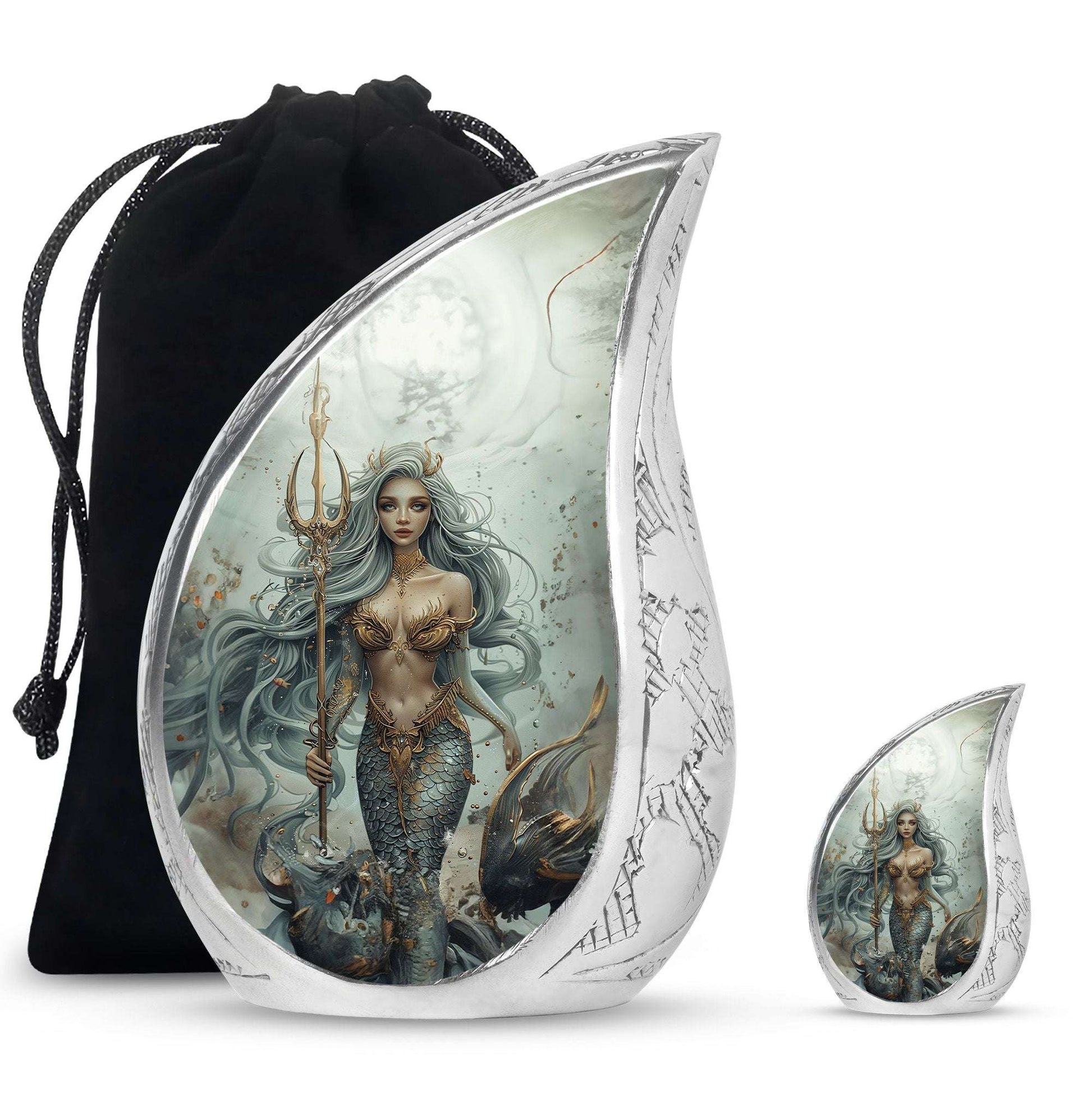 Mermaid Theme Large Urn With 1 Keepsake Urn