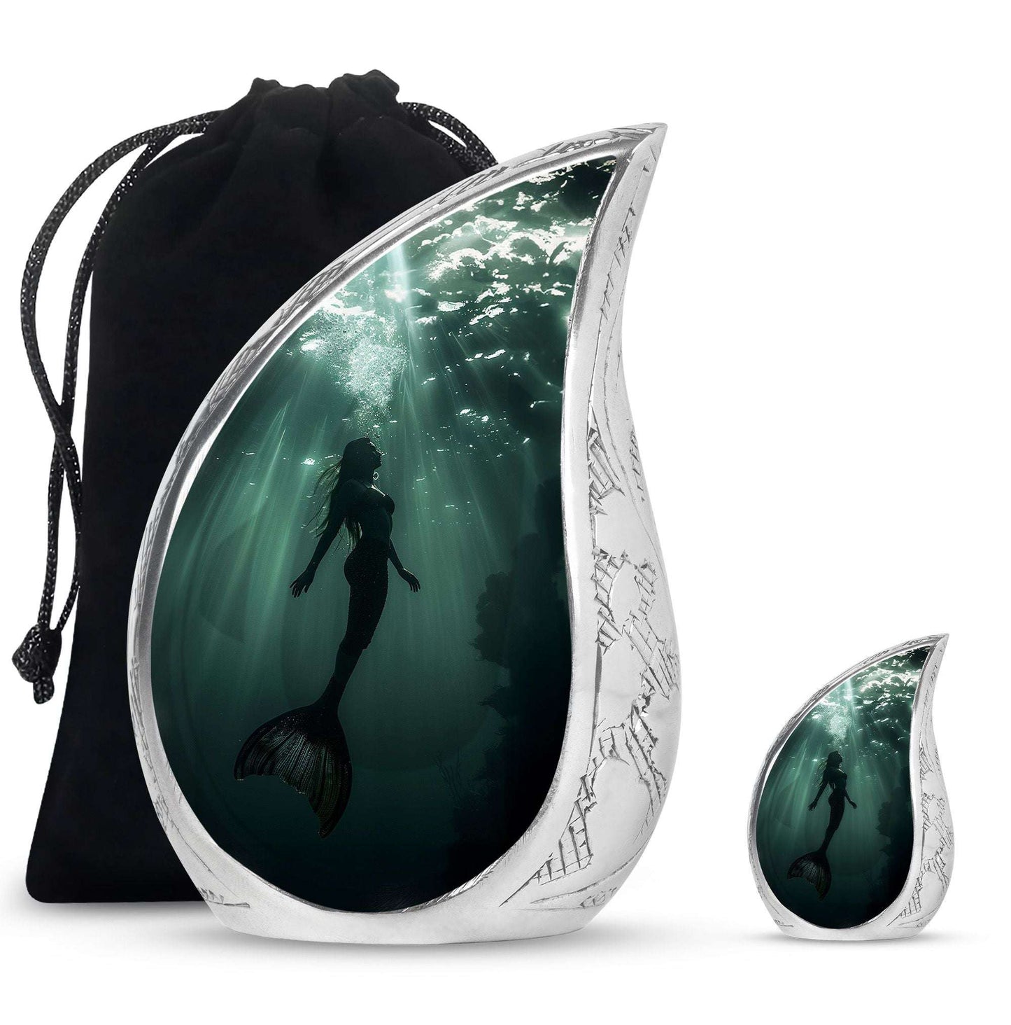 Mermaid Theme Large Urn With 1 Keepsake Urn