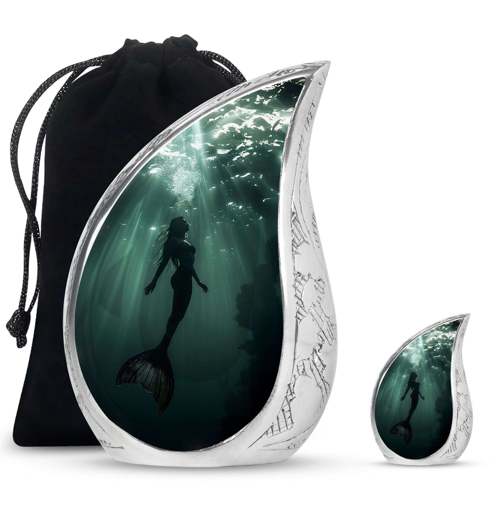 Mermaid Theme Large Urn With 1 Keepsake Urn