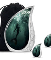 Mermaid Theme Large Urn With 2 Keepsake Urn