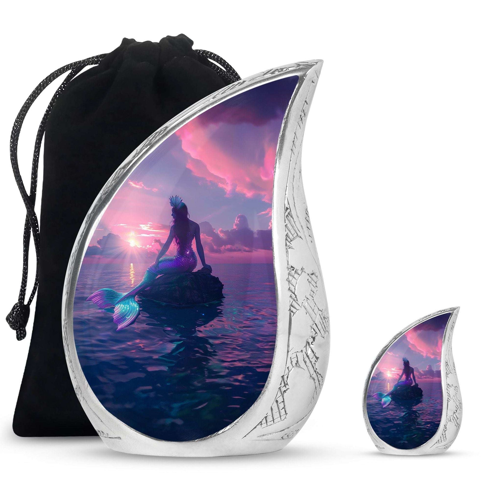 Mermaid Theme Large Urn With 1 Keepsake Urn