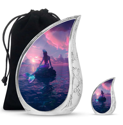 Mermaid Theme Large Urn With 1 Keepsake Urn