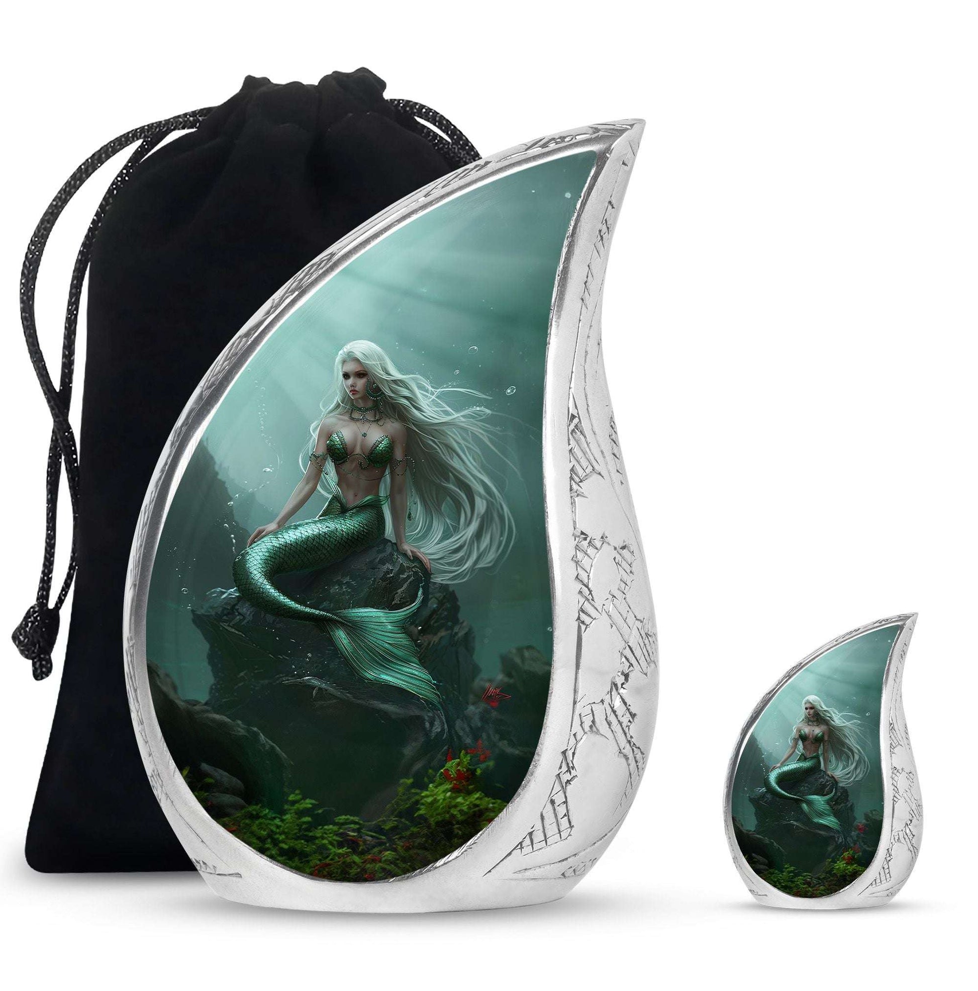 Mermaid Theme Large Urn With 1 Keepsake Urn