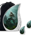 Mermaid Theme Large Urn With 2 Keepsake Urn
