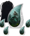 Mermaid Theme Large Urn With 4 Keepsake Urn