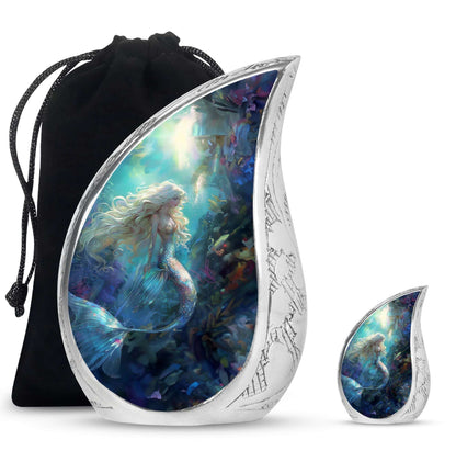 Mermaid Theme Large Urn With 1 Keepsake Urn