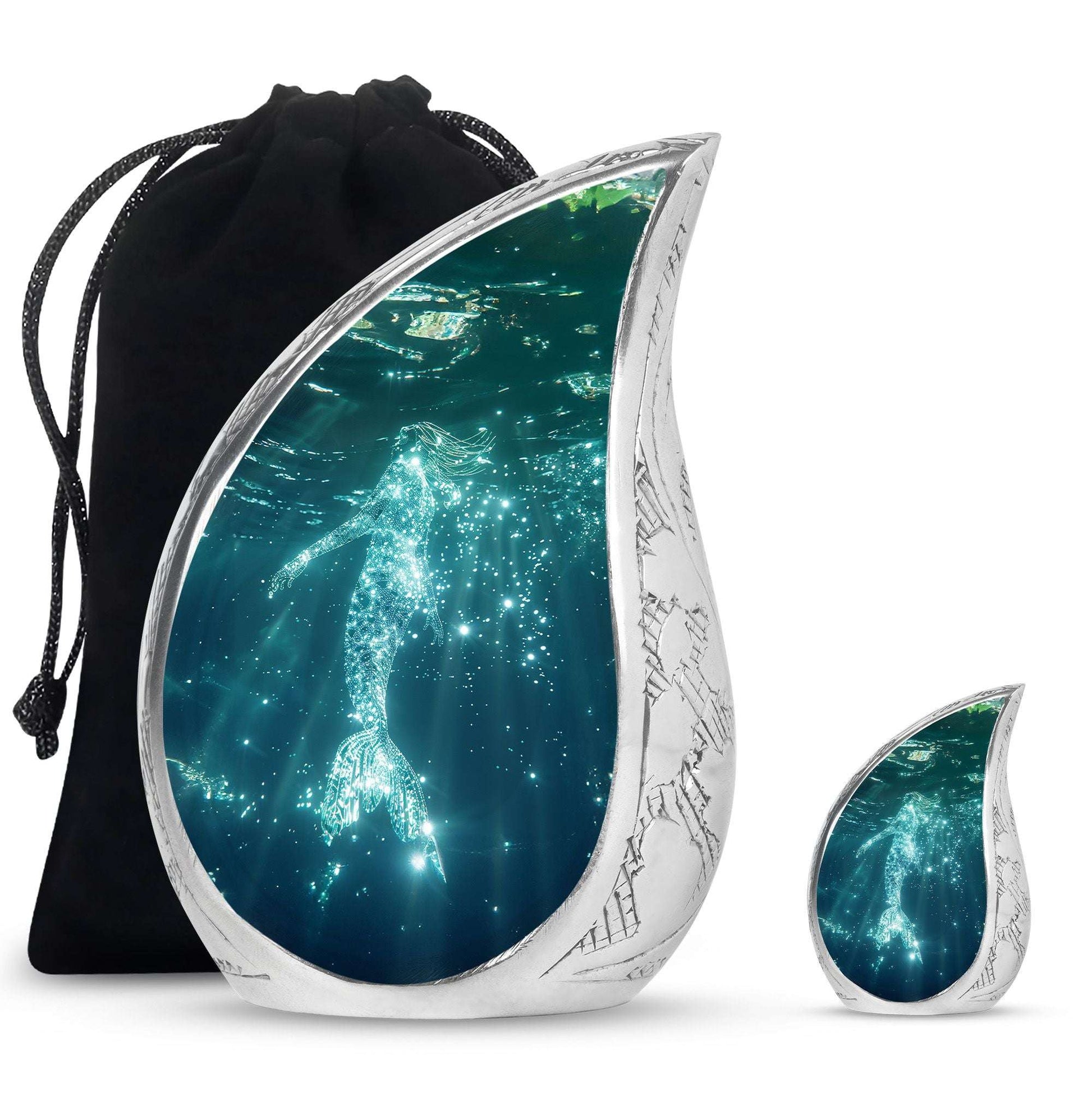 Mermaid Theme Large Urn With 1 Keepsake Urn