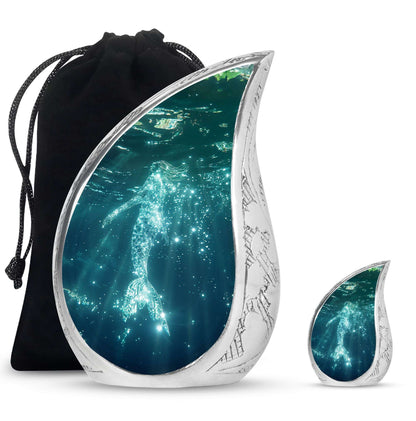Mermaid Theme Large Urn With 1 Keepsake Urn
