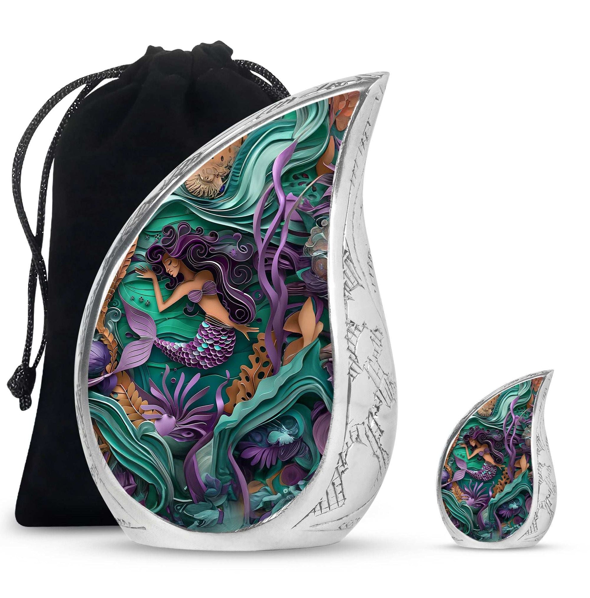 Mermaid Theme Large Urn With 1 Keepsake Urn