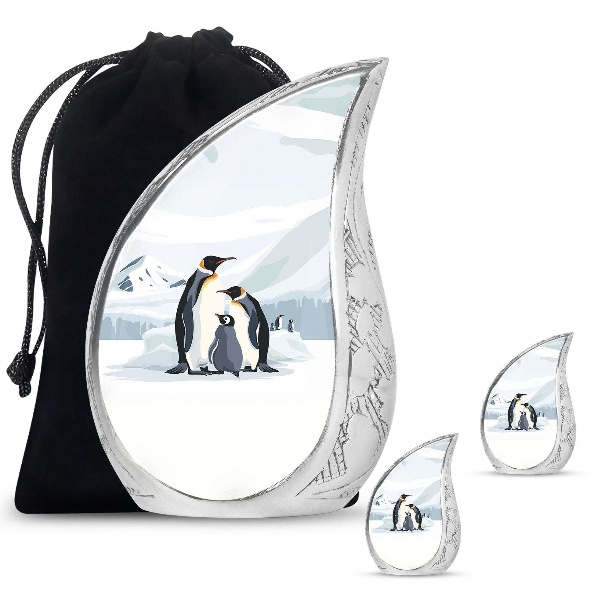 Penguin Theme Large Urn With 2 Keepsake Urn