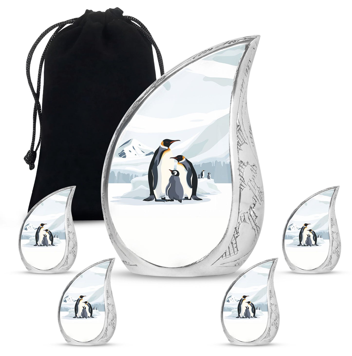 Penguin Theme Large Urn With 4 Keepsake Urn