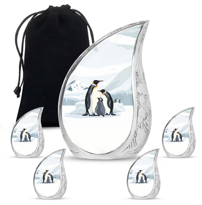 Penguin Theme Large Urn With 4 Keepsake Urn
