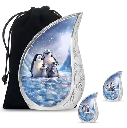 Penguin Theme Large Urn With 2 Keepsake Urn
