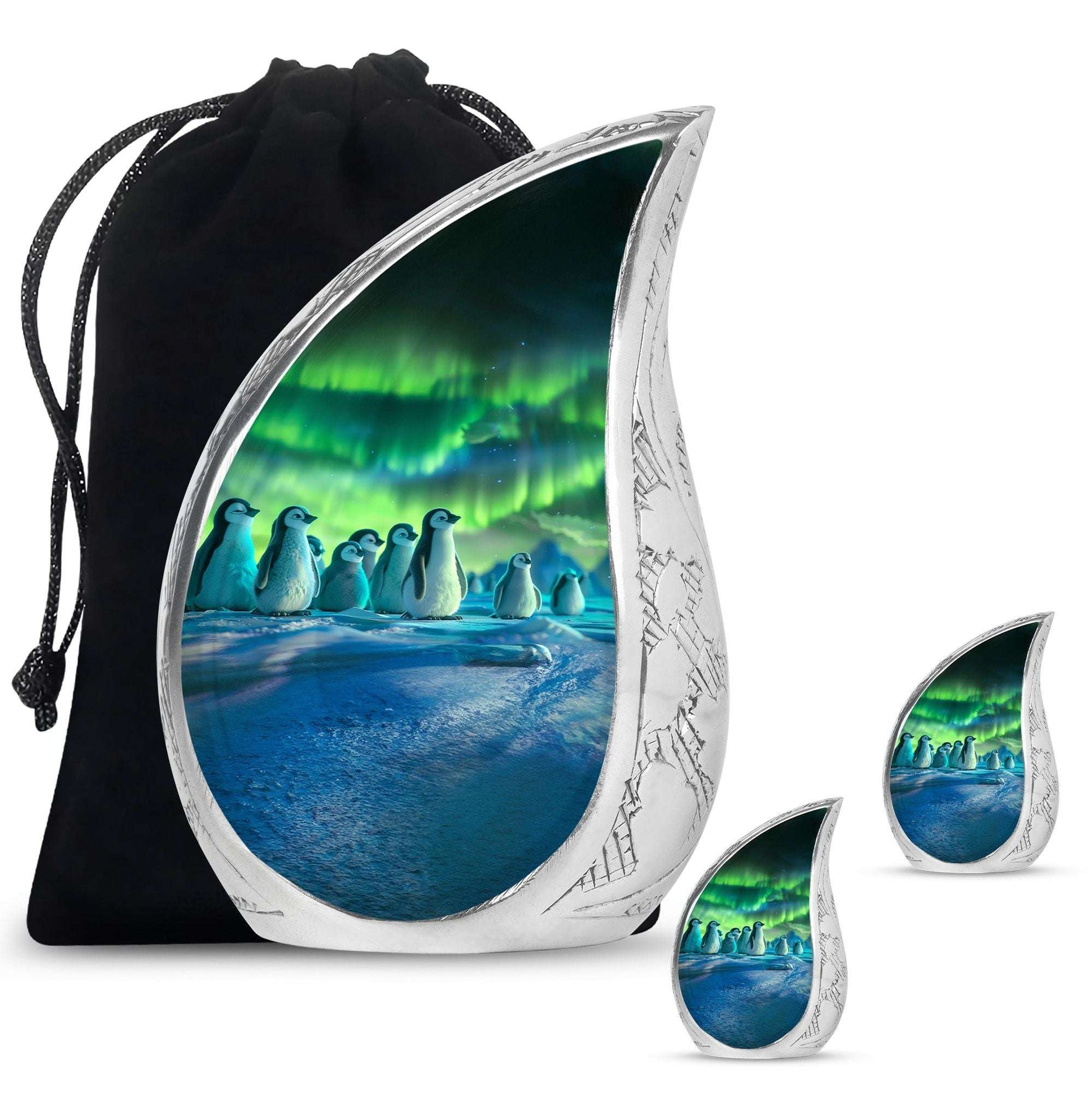 Penguin Theme Large Urn With 2 Keepsake Urn