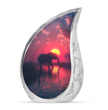 Elephant Theme Large Urn 10 Inch