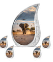 Elephant Theme Large Urn With 4 Keepsake Urn