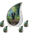 Elephant Theme Large Urn With 4 Keepsake Urn