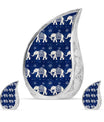 Elephant Family Theme Large Urn With 2 Keepsake Urn