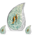 Gold Fish Theme Large Urn With 2 Keepsake Urn