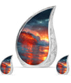 Ocean Waves Theme Large Urn With 2 Keepsake Urn
