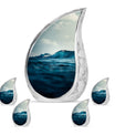 Ocean Waves Theme Large Urn With 4 Keepsake Urn