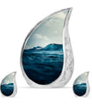 Ocean Waves Theme Large Urn With 2 Keepsake Urn