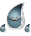 Wings Blue Theme Large Urn With 2 Keepsake Urn