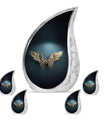 Wings Blue Theme Large Urn With 4 Keepsake Urn