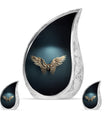 Wings Blue Theme Large Urn With 2 Keepsake Urn