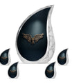 Wings Blue Theme Large Urn With 4 Keepsake Urn