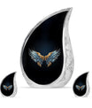 Wings Blue Theme Large Urn With 2 Keepsake Urn