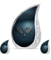 Wings Blue Theme Large Urn With 2 Keepsake Urn