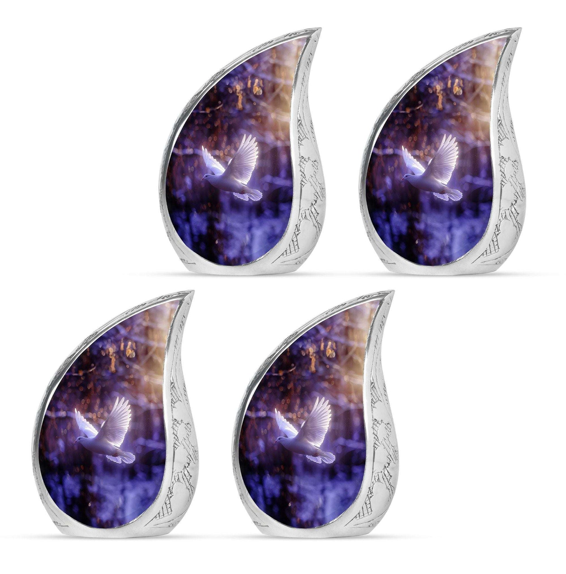 White Dove On Purple Theme 3 Inch Keepsake Pack of 4