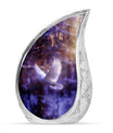 White Dove On Purple Theme Large Urn 10 Inch