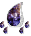 White Dove On Purple Theme Large Urn With 4 Keepsake Urn