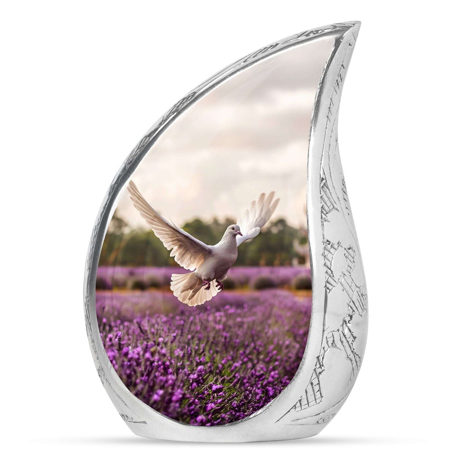 White Dove On Purple Theme 3 Inch Keepsake