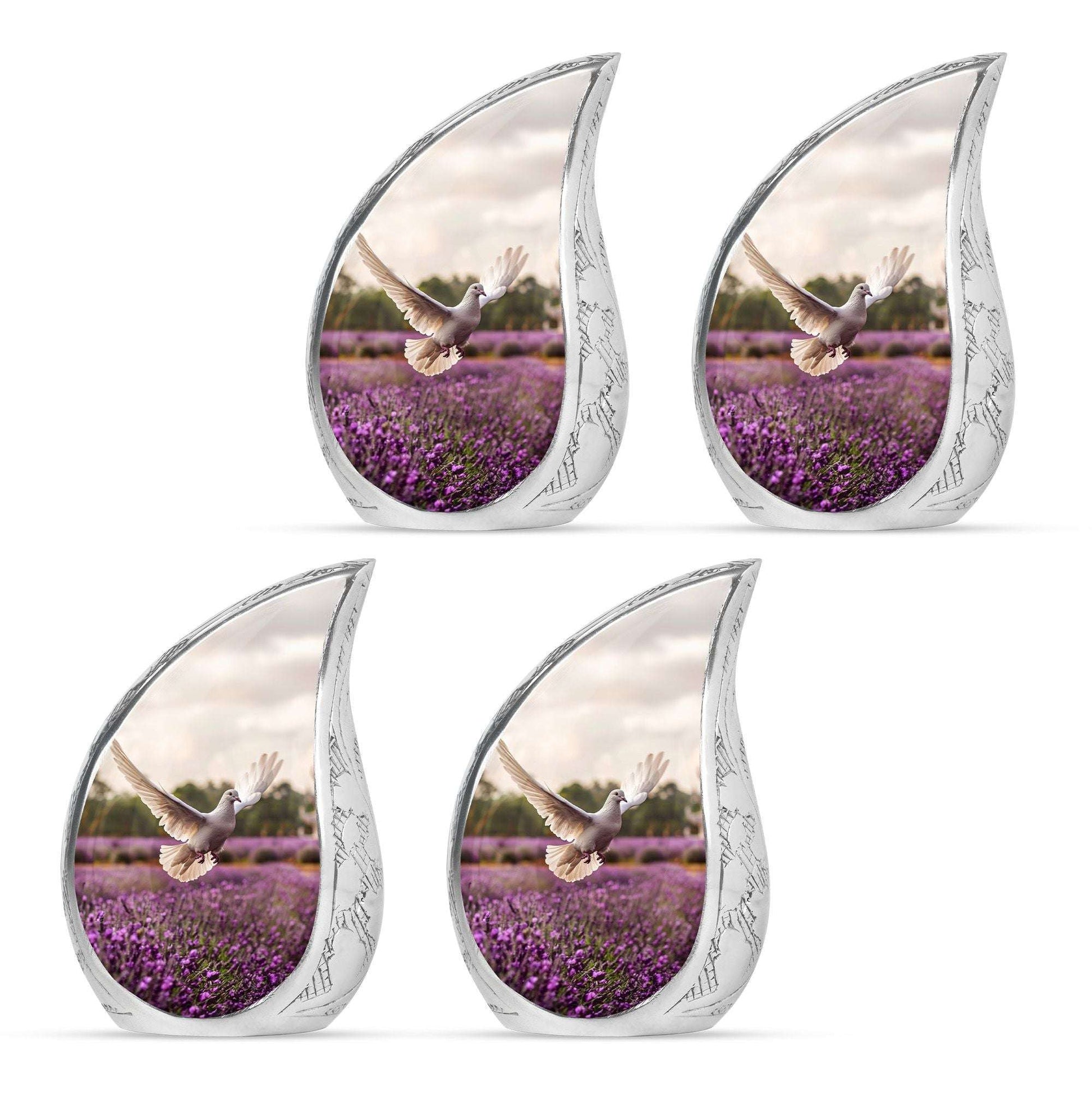 White Dove On Purple Theme 3 Inch Keepsake Pack of 4