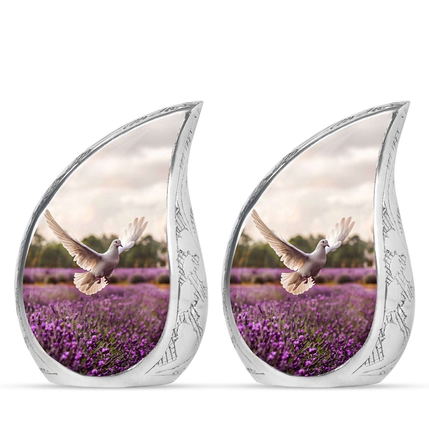 White Dove On Purple Theme 3 Inch Keepsake Pack of 2
