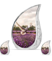 White Dove On Purple Theme Large Urn With 2 Keepsake Urn