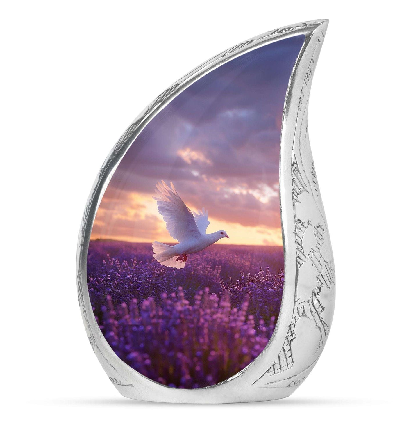 White Dove On Purple Theme 3 Inch Keepsake
