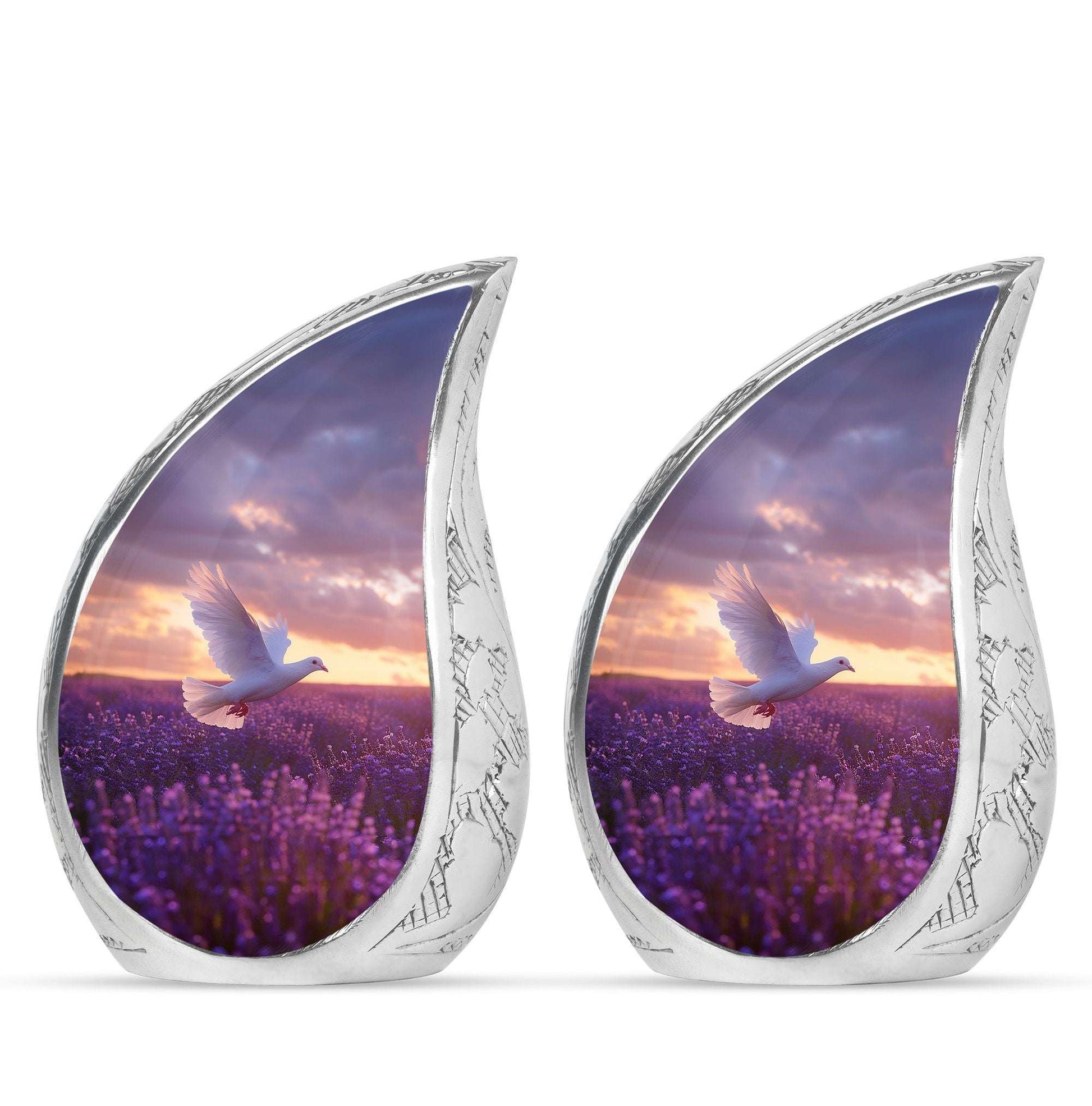 White Dove On Purple Theme 3 Inch Keepsake Pack of 2