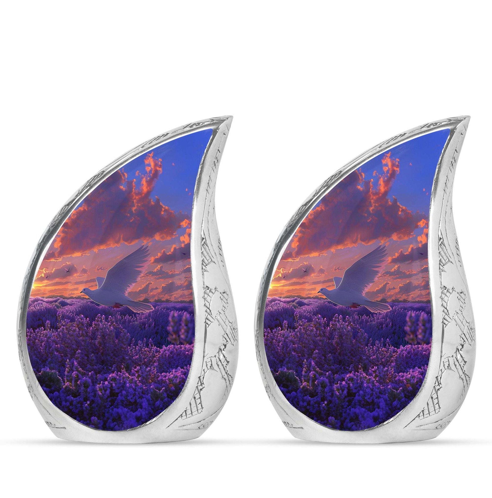 White Dove On Purple Theme 3 Inch Keepsake Pack of 2