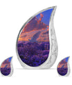 White Dove On Purple Theme Large Urn With 2 Keepsake Urn