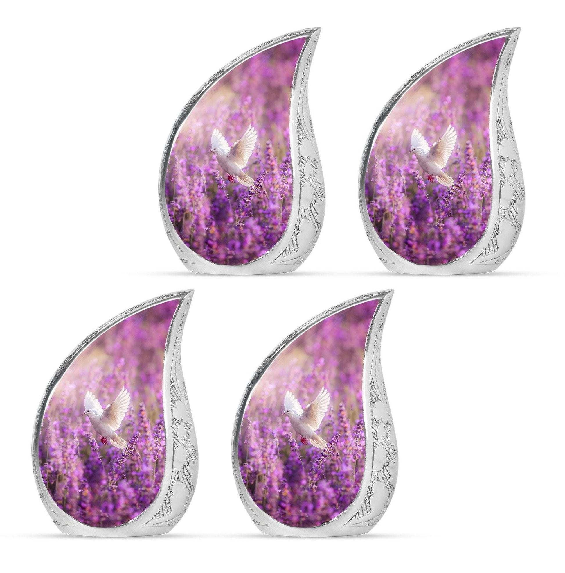 White Dove On Purple Theme 3 Inch Keepsake Pack of 4